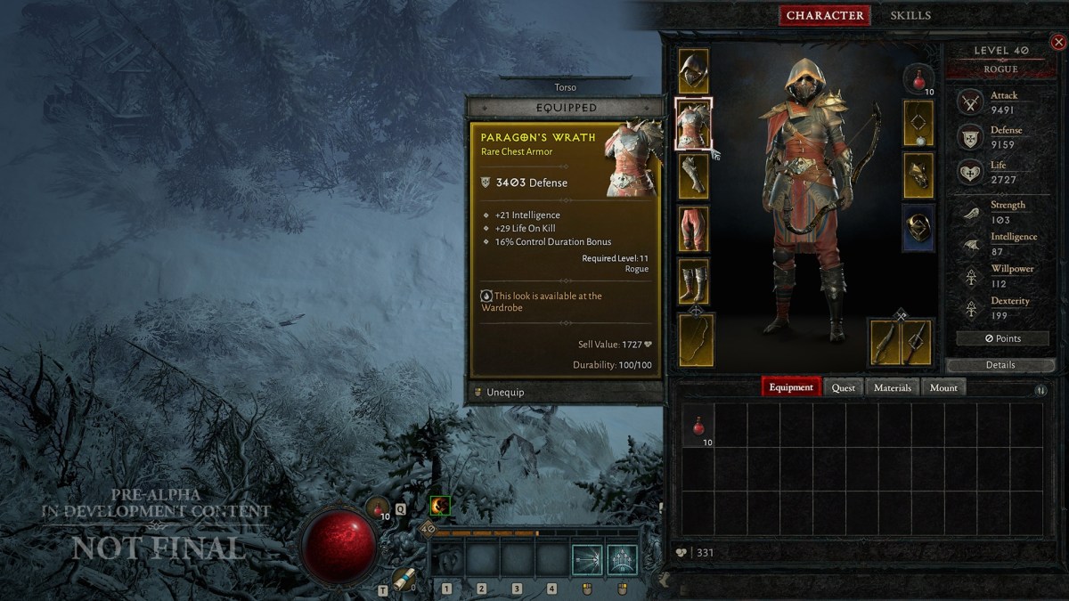 Can you increase your inventory size in Diablo 4 - Pre-Alpha footage of Rogue-class inventory