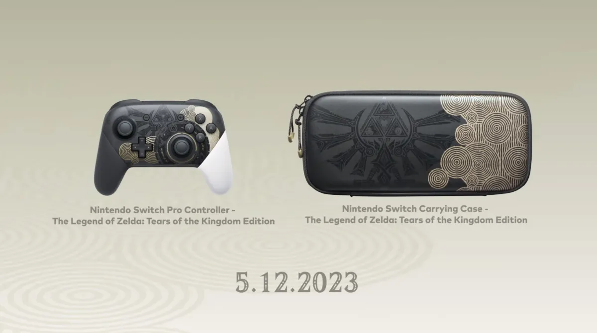 The legend of zelda tears of the kingdom totk nintendo switch pro controller carrying case may 12, 2023 release date