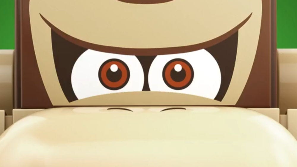 Lego social media reveals a teaser video for Lego Donkey Kong, including Diddy, Dixie, and more characters, but the Kongs have funky mouths.