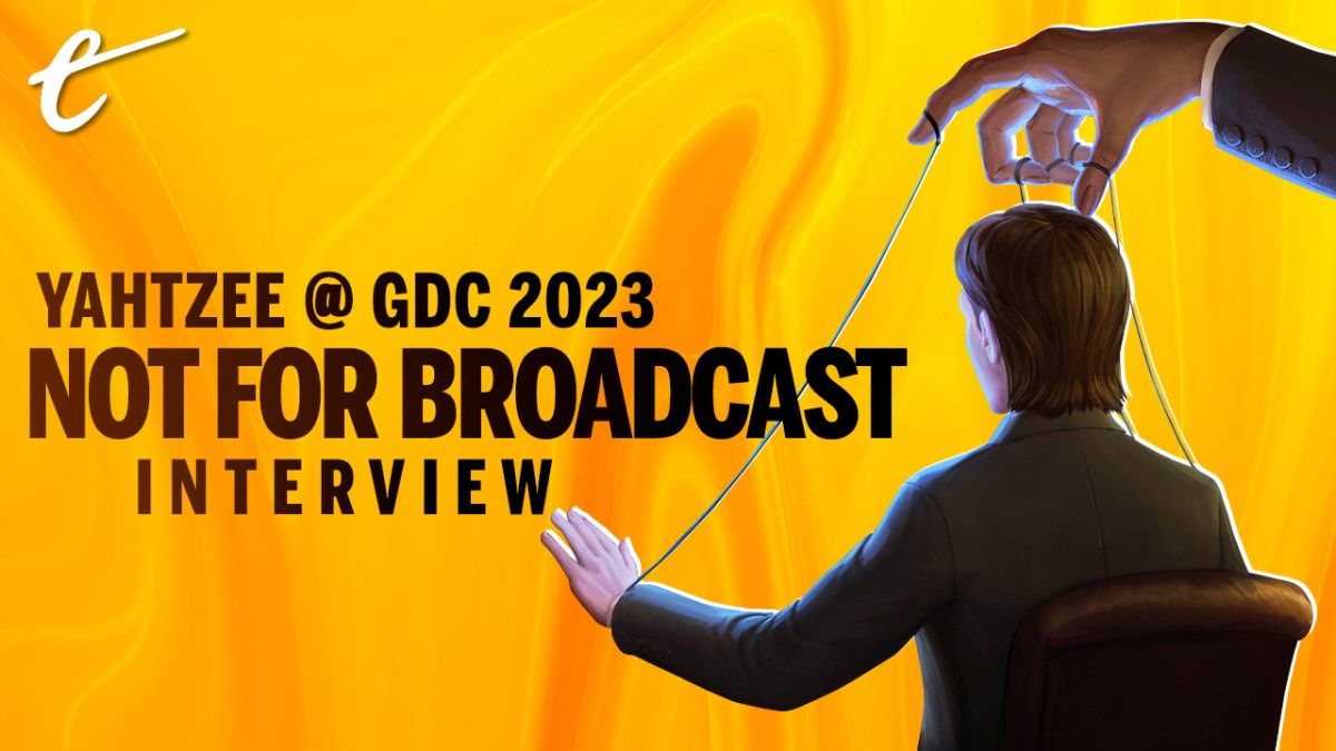 Zero Punctuation creator Yahtzee Croshaw talks with Alex Paterson, co-director of Not for Broadcast, for an interview filmed at GDC 2023.