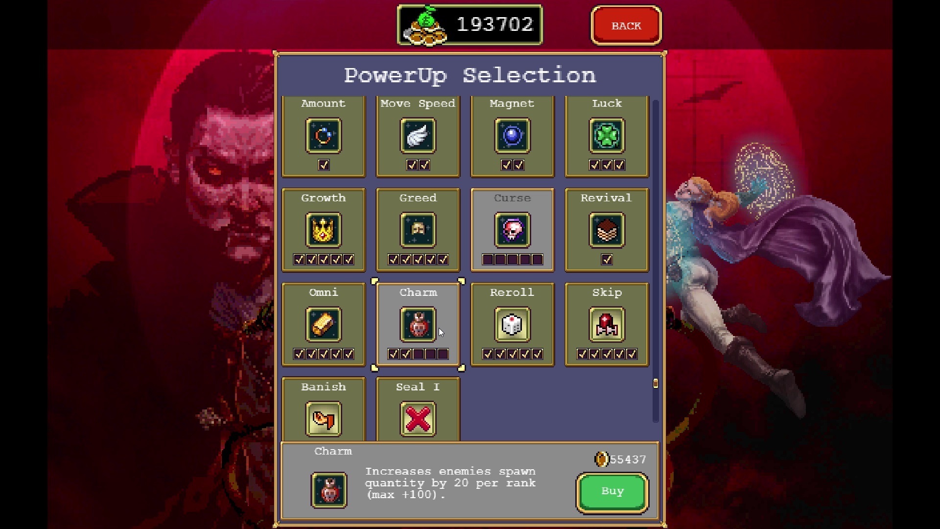 Vampire Survivors 100k Kills Power Up