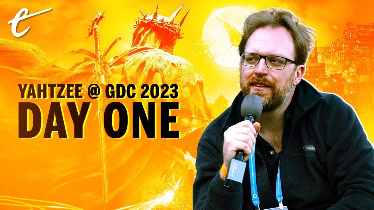Watch day one of the adventures of Yahtzee Croshaw at GDC 2023, an adventure that includes previewing lots of video games.