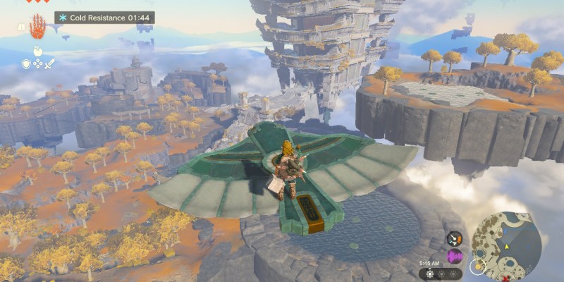 how to use control the Zonai Wing glider to glide and fly in The Legend of Zelda: Tears of the Kingdom after Gutanbac Shrine