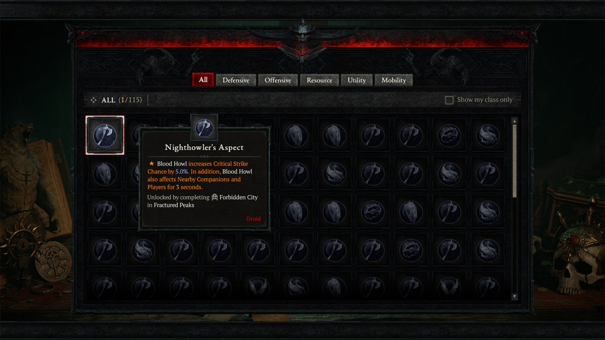what Aspects are in Diablo 4, we will explain how to use each type: Defensive, Offensive, Resource, Utility, & Mobility.