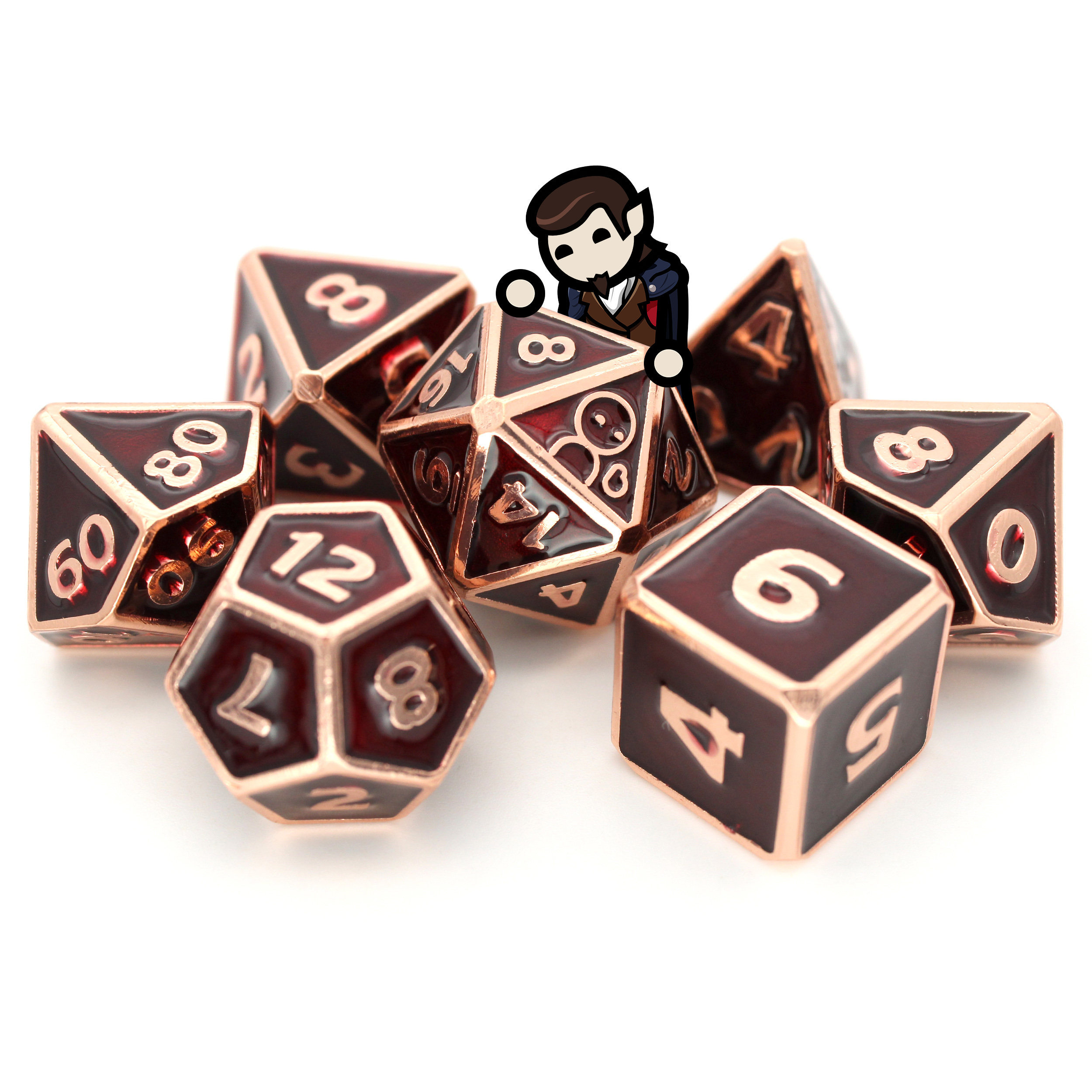 limited edition Adventure Is Nigh! dice sets Dice Envy four colors Mortimer Crimson, Sigmar Purple, Dabarella Pink, and Grinderbin Green Jack Packard