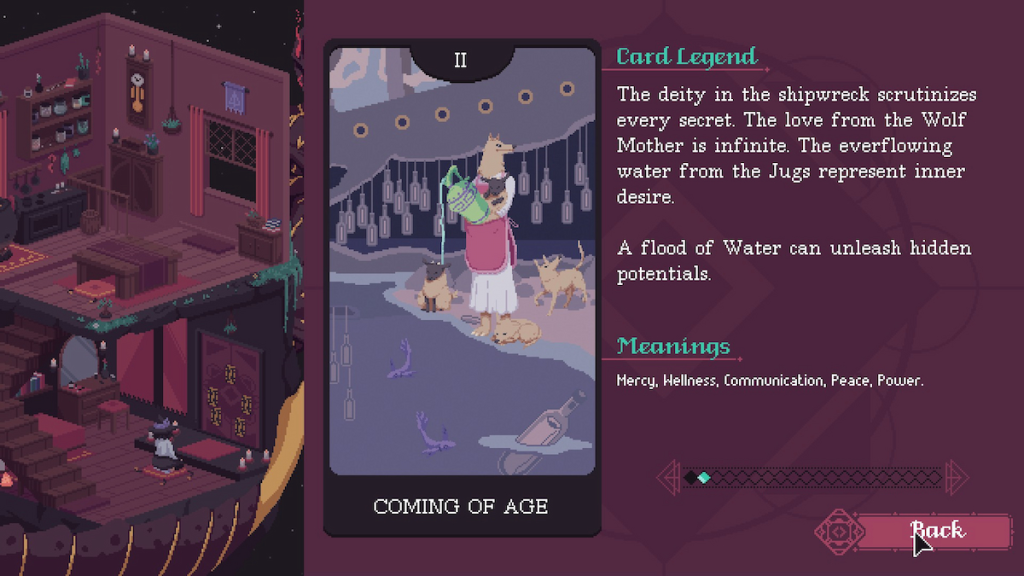 Vista previa de la demostración del juego Cosmic Wheel Sisterhood Deconstructeam Devolver Experiencia narrativa digital de brujas
