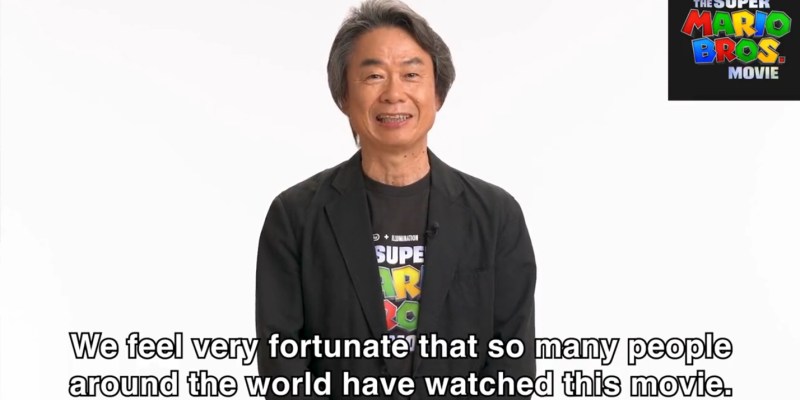 Nintendo share a video where Shigeru Miyamoto & Illumination CEO Chris Meledandri thank fans for the success of The Super Mario Bros Movie.