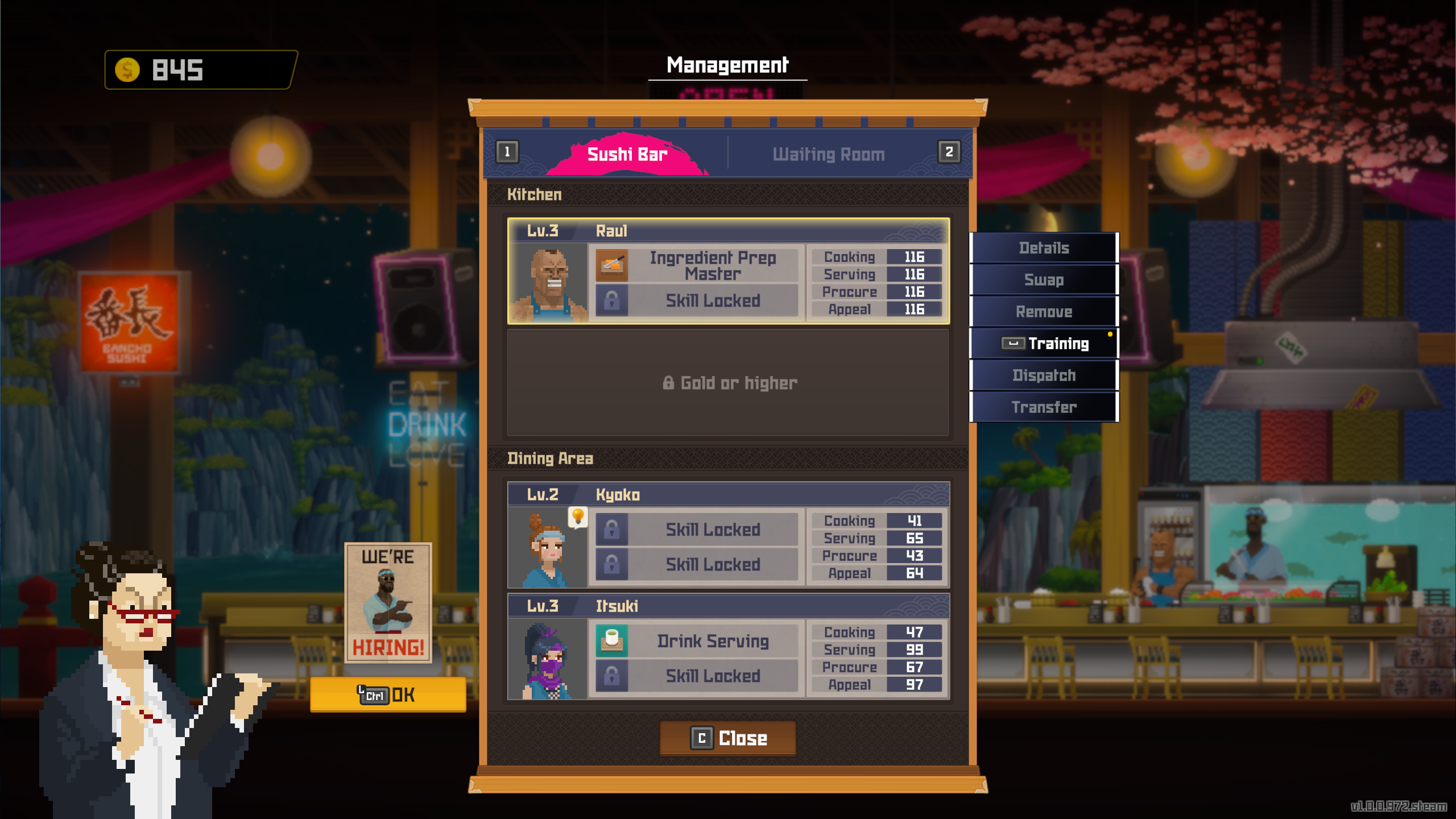 Here is how to upgrade staff in Dave the Diver by spending money to increase their stats and abilities, improving the restaurant.