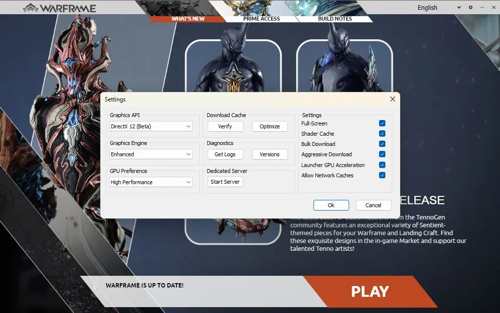 Best Graphics Settings for Warframe - Launcher Settings