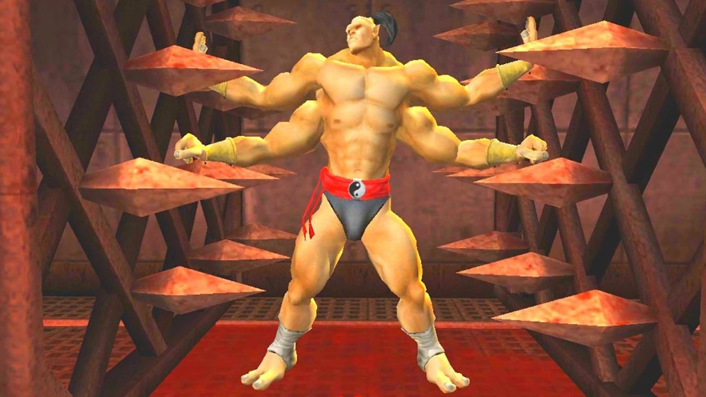 Goro siendo aplastado en Mortal Kombat: Deception.