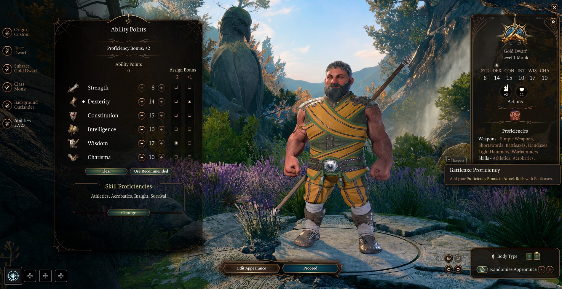 Best Races and Ability Scores for Monk in Baldur's Gate 3.