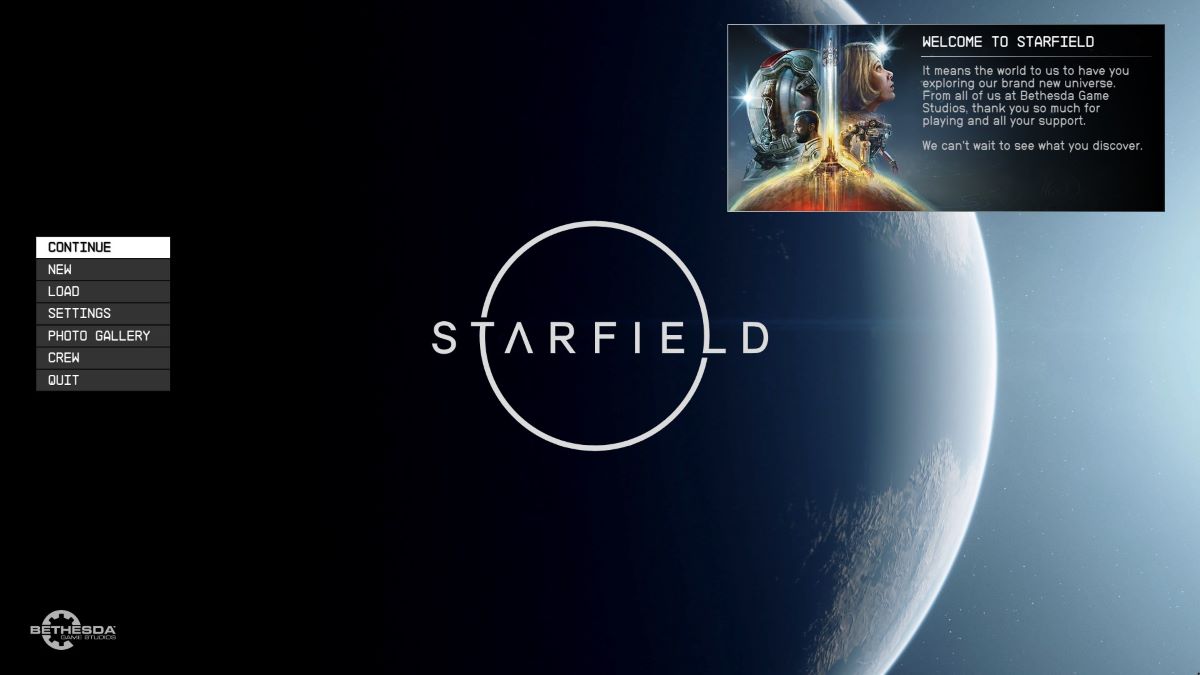 The Starfield start screen is the latest target of games industry discourse on social media.