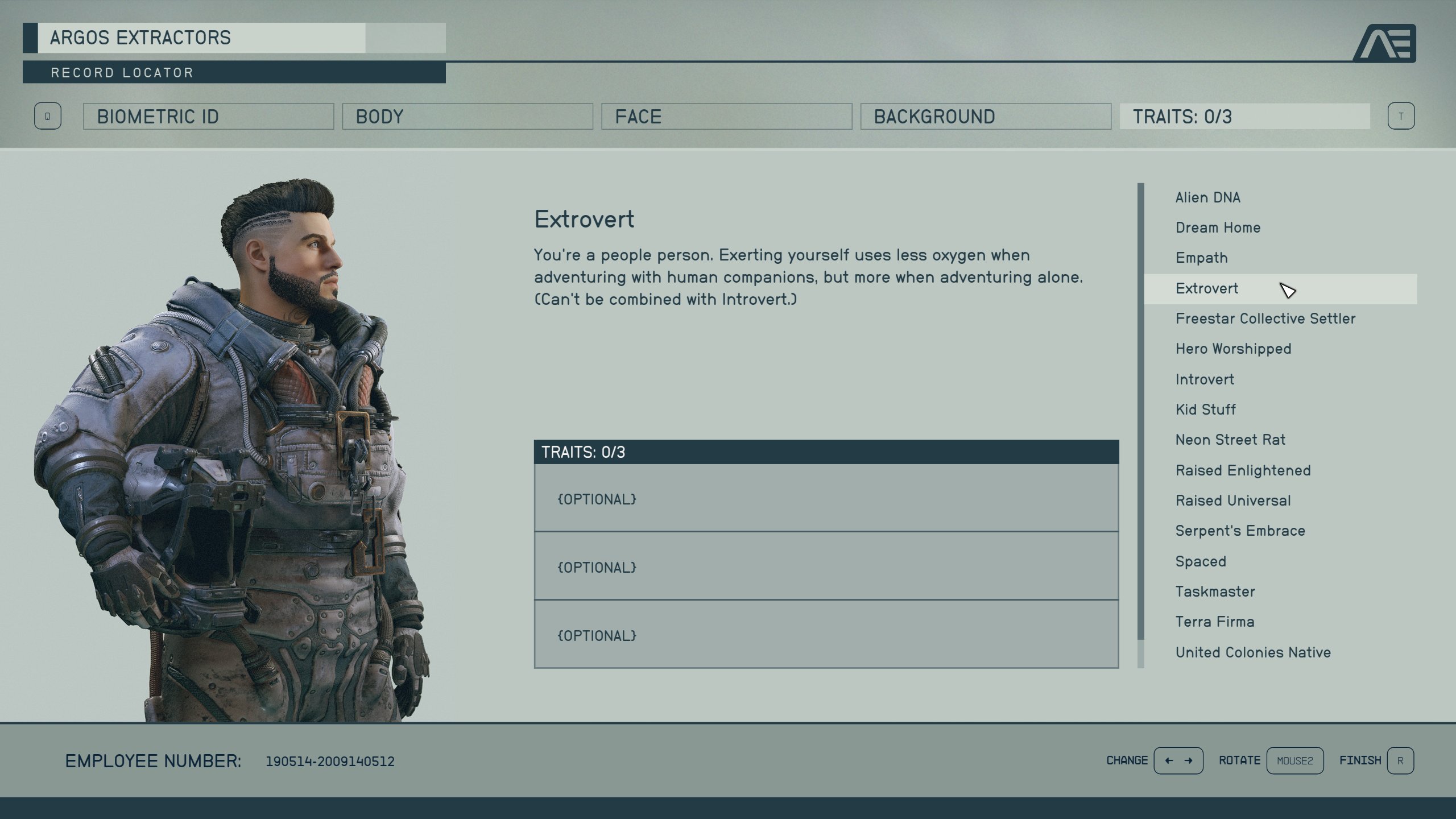 starfield extrovert trait