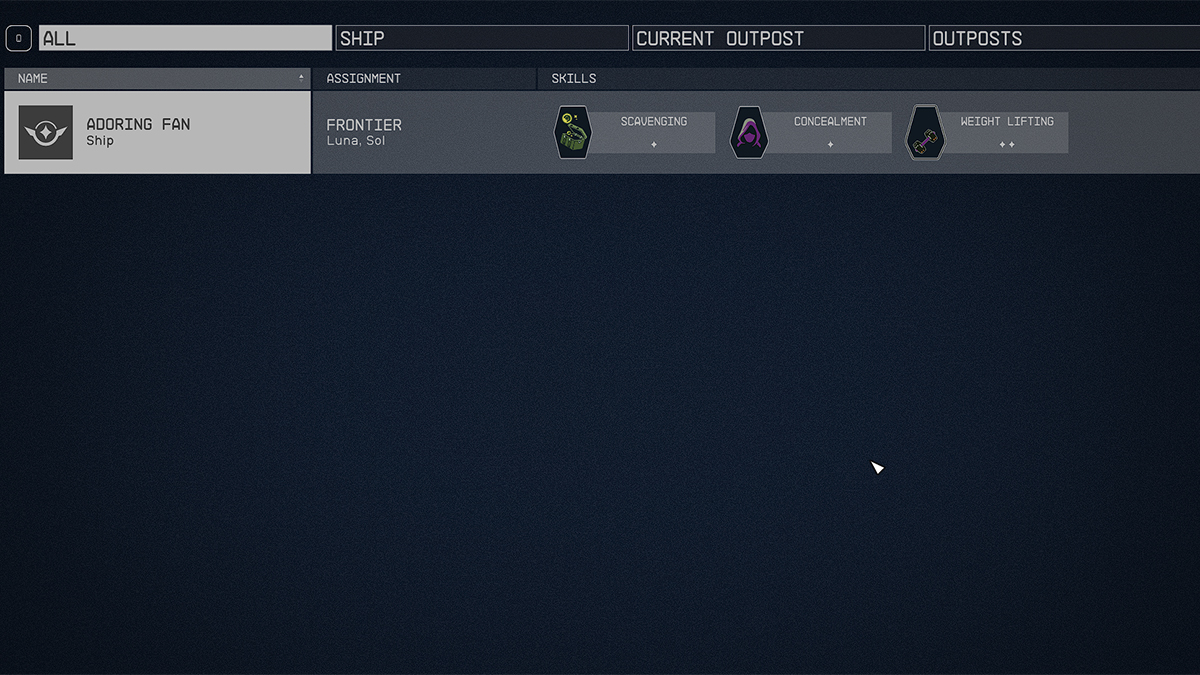 The Adoring Fan's stats in Starfield