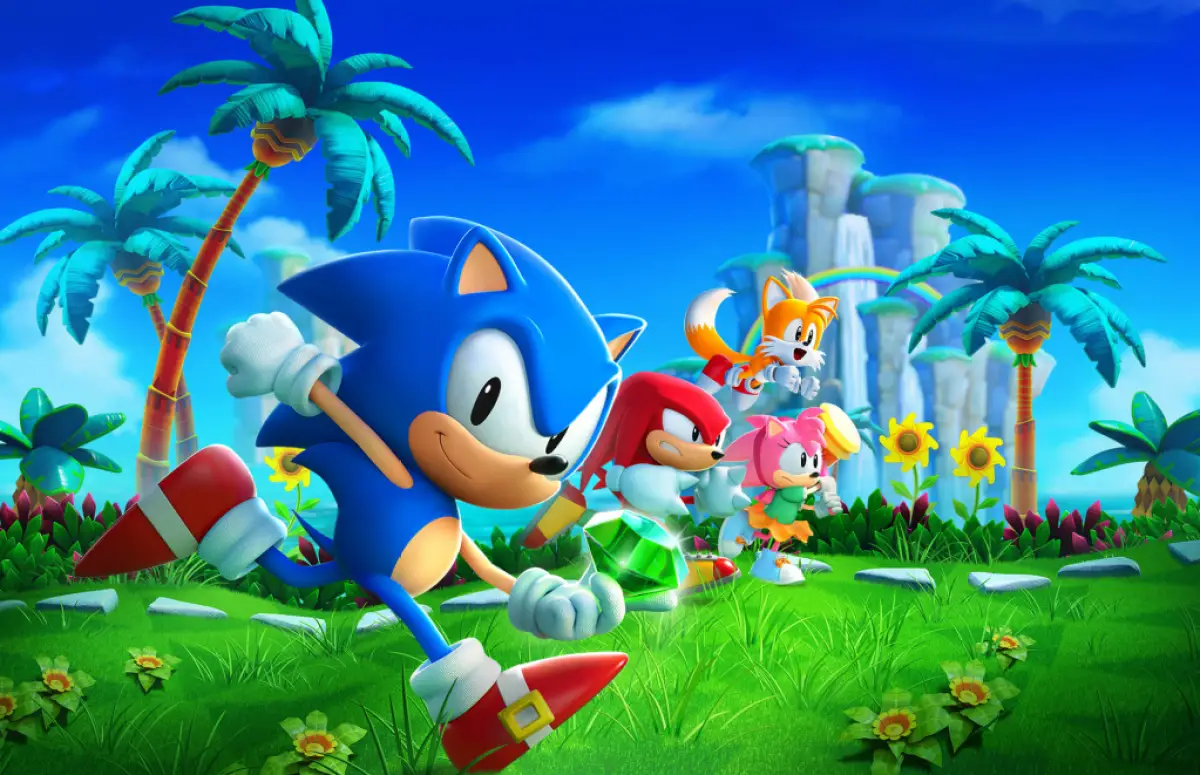 An image from Sonic Superstars featuring Sonic, Knuckles, Tails, and Amy. The article this is from is titled Ranking Every 2D Sonic Game from Worst to Best. 