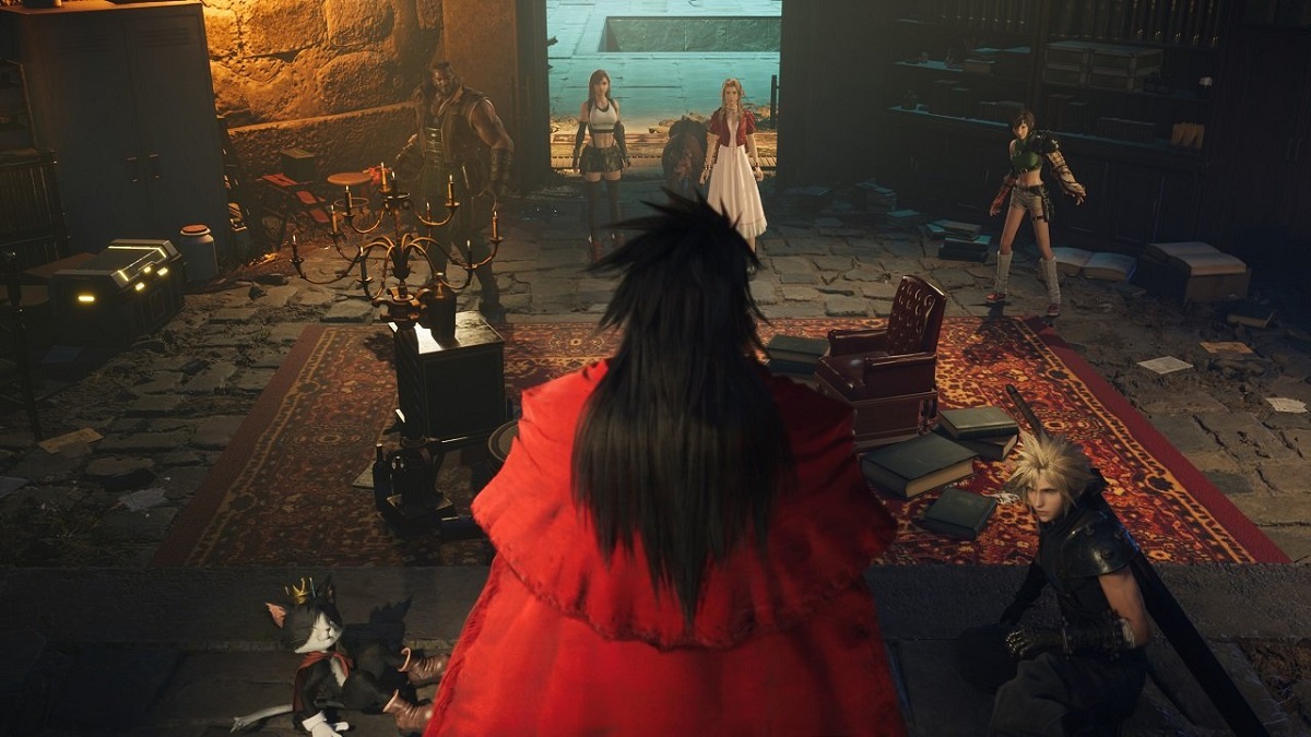 Cloud and the gang meeting Vincent Valentine in Final Fantasy VII Rebirth.