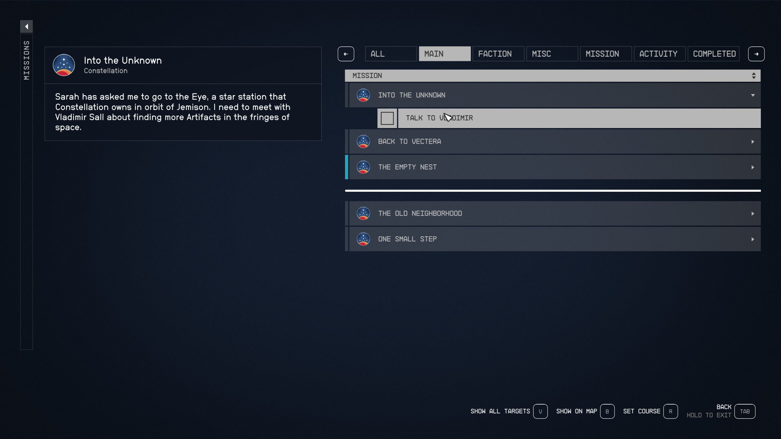 Starfield important main quest