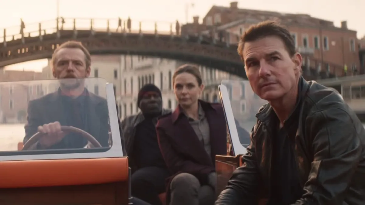 The cast of Mission Impossible in a boat. 