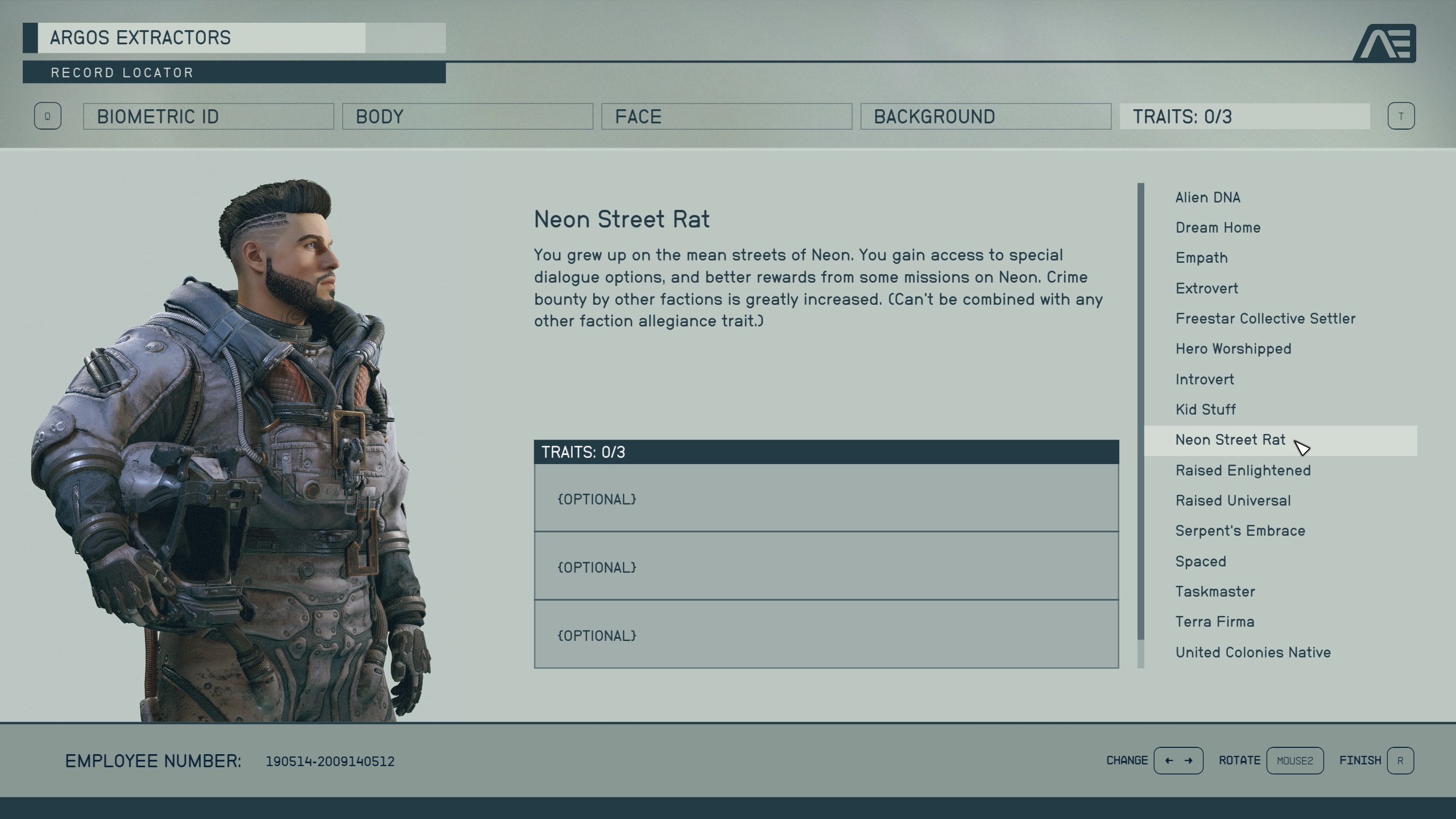 Starfield neon street rat trait