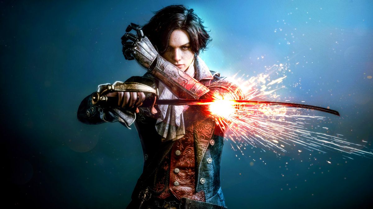 Pinocchio sharpening his sword in Lies of P