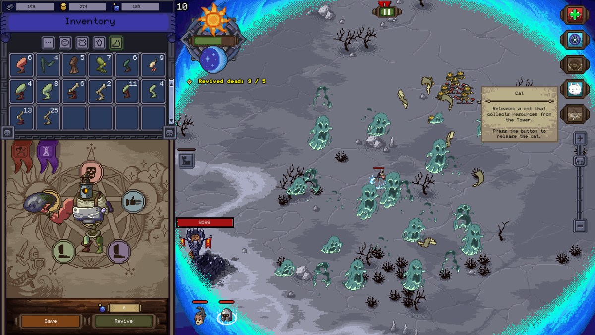 Los mejores juegos como Vampire Survivors.  Esta imagen muestra una captura de pantalla de Necrosmith. 