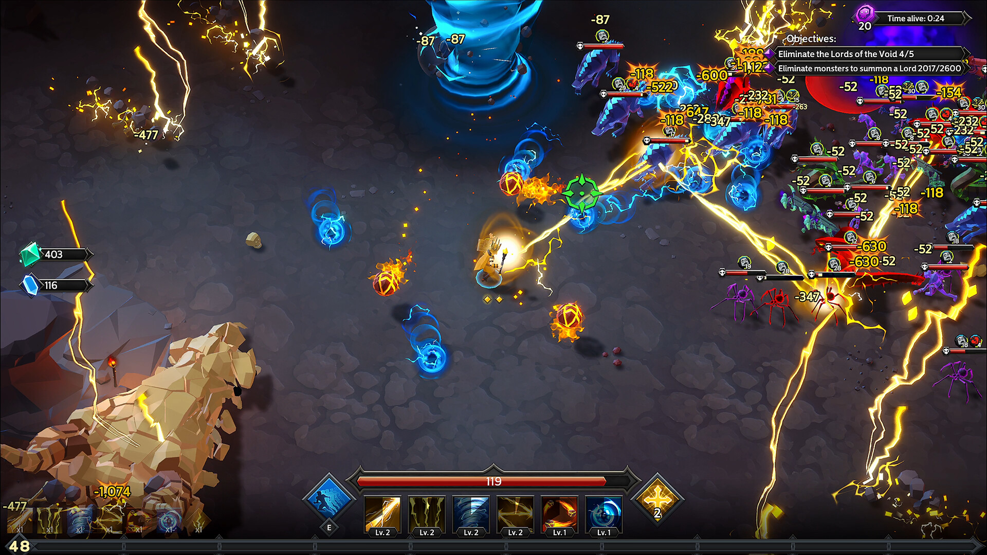 Best games like Vampire Survivors. This image shows a screenshot from Soulstone Survivors. 
