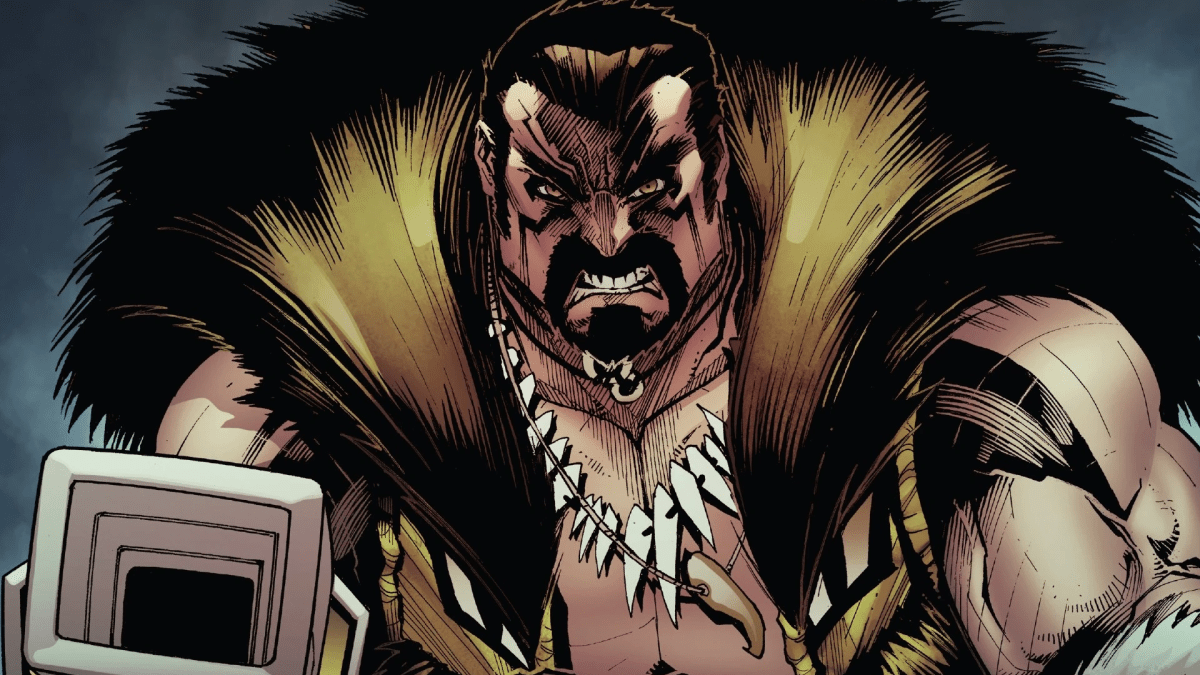 Kraven en los cómics de Marvel con una pistola.