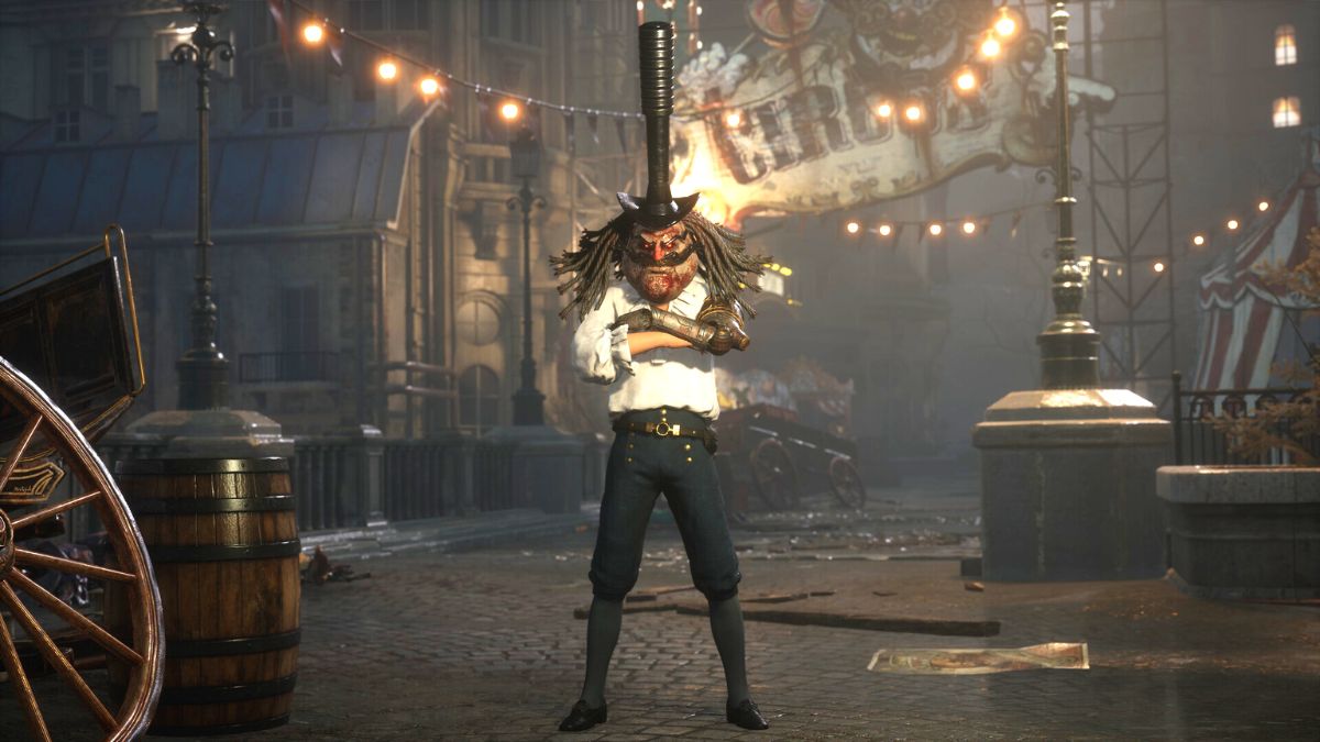 Pinocchio wearing the Parade Master's head in Lies of P