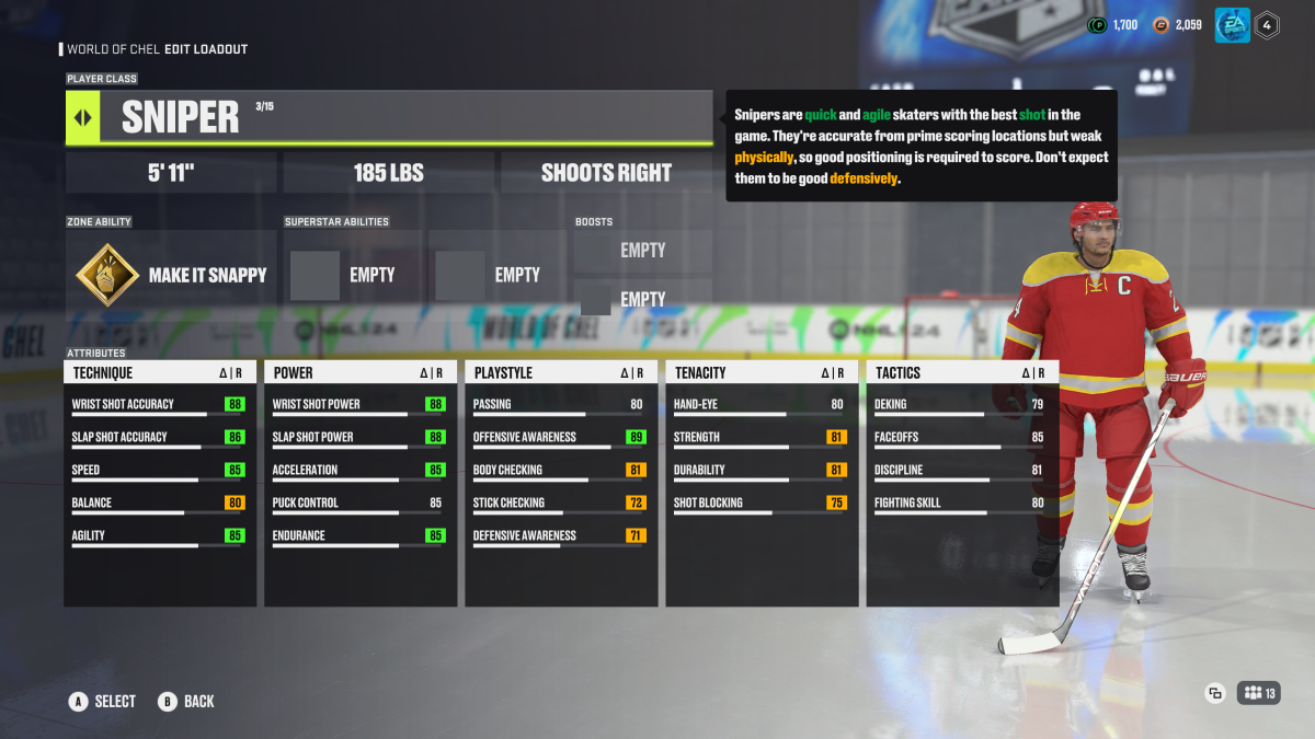 An image showing the Sniper archetype as part of an article on the best build for Centers in NHL 24.