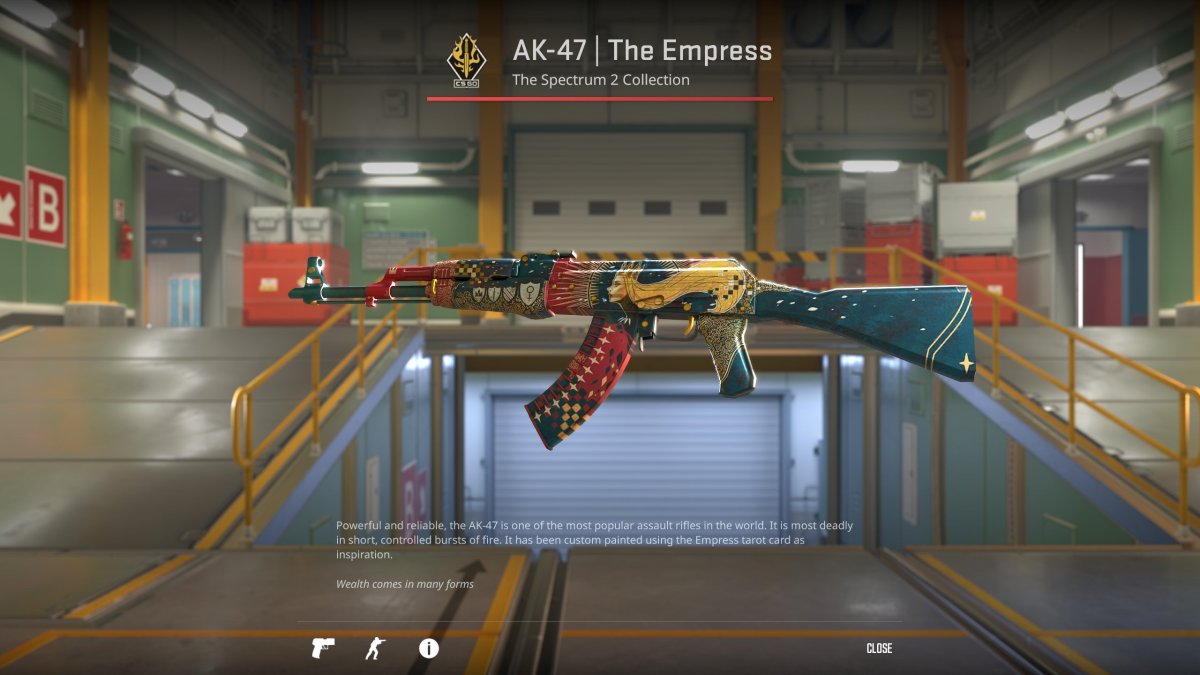 Una imagen del diseño AK-47 The Empress en Counter-Strike 2 (CS2) como parte de una lista que clasifica los diseños del arma.