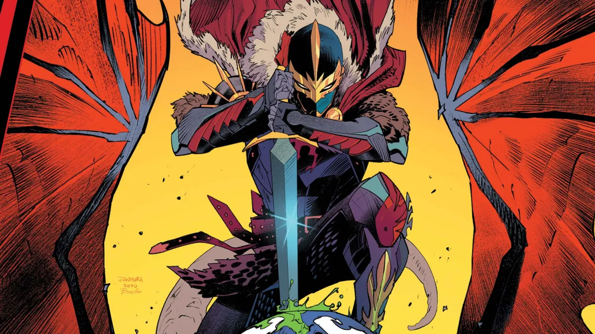 An image of Black Knight from Marvel Comics as part of an article on the card in Marvel Snap and the best decks for him, counters, and whether he's worth Collector's Tokens or a spotlight cache.