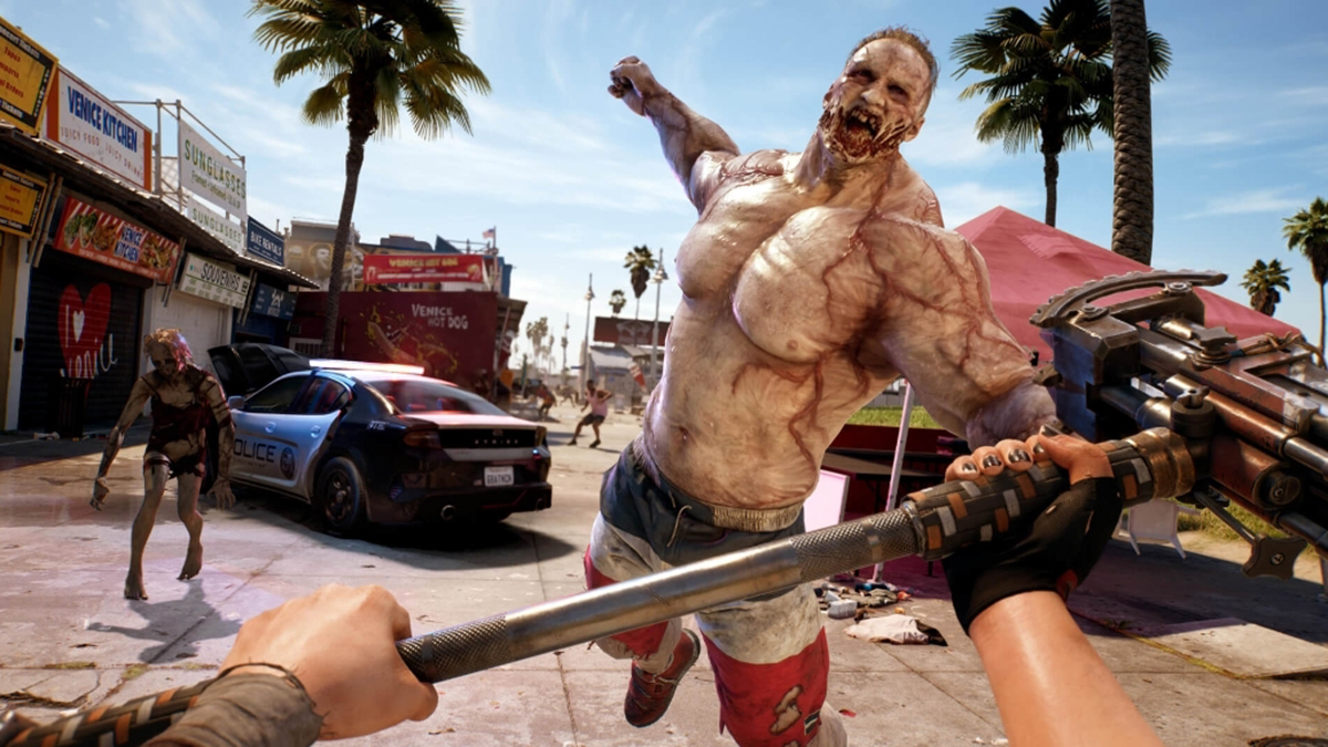 An image from Dead Island 2 as part of an article on how the game nails to capture a PS3/360 homage that Assassin's Creed Mirage (AC Mirage) fails at.