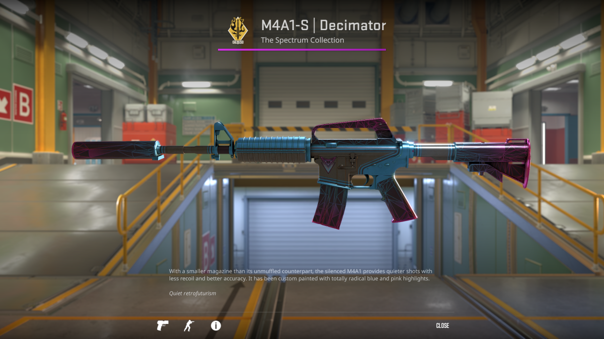 Image of the Decimator skin for the M4A1-S in CS2 as part of an article about the best looking skins in the game.