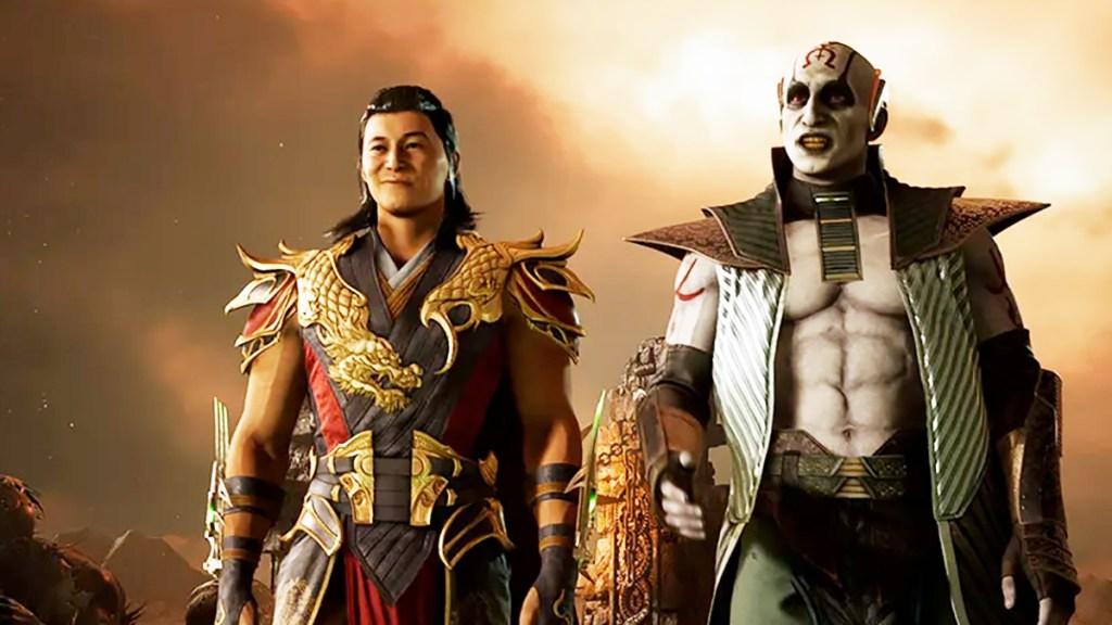 Encabezado del artículo de Mortal Kombat 1 (MK1) sobre cómo el juego es fundamentalmente un regreso a la locura de la era PS2 para la franquicia.  La imagen muestra a Shang-Tsung y Quan Chi.
