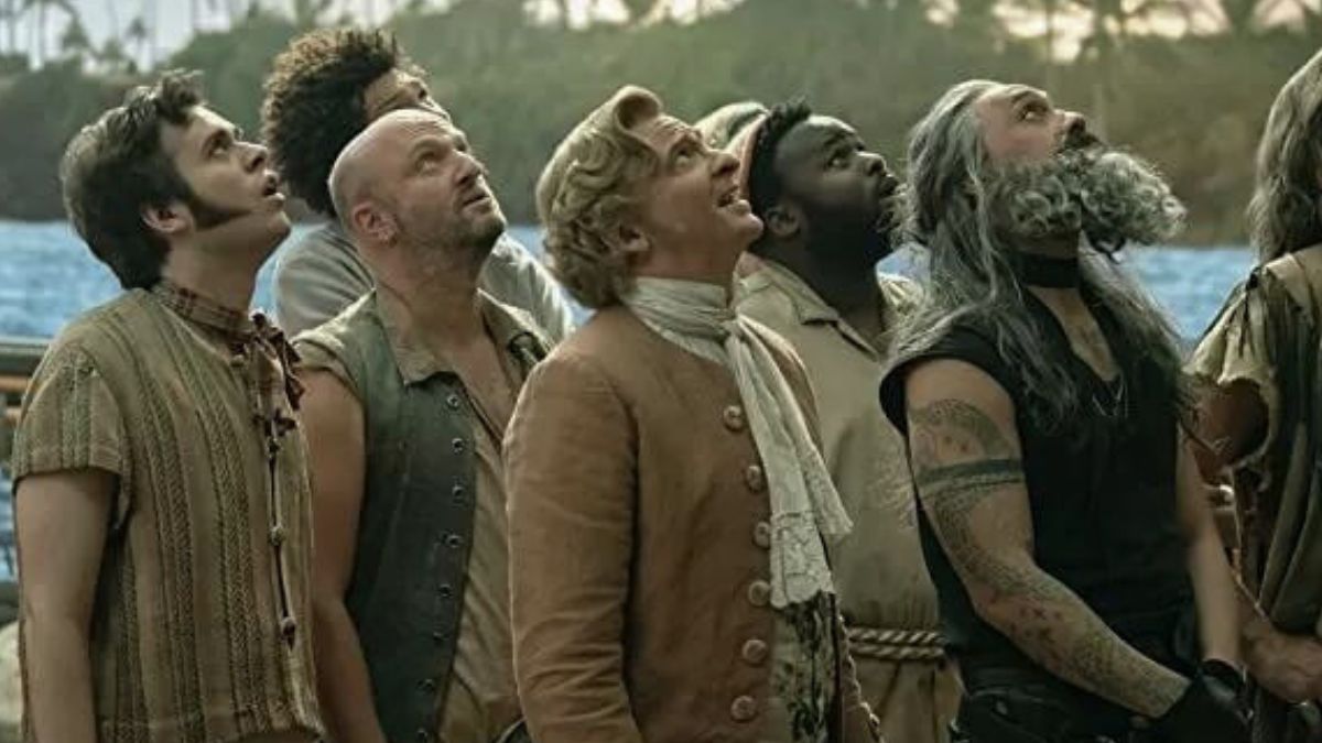 Characters looking up in Our Flag Means Death.