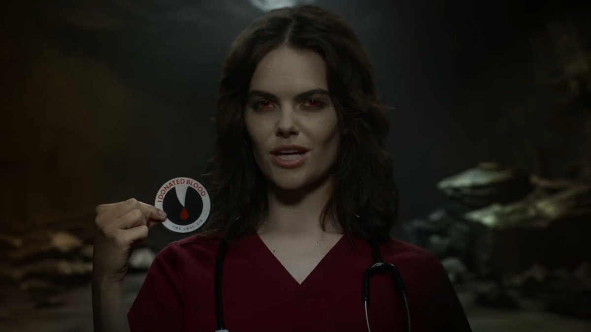 Image of the Blood Harvest event page showing Diablo 4 can get a human blood PC as a reward for donating.