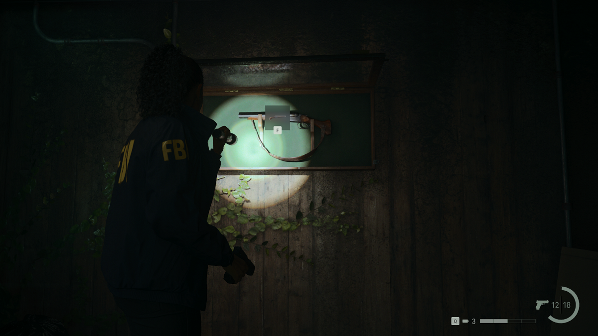 Image of Saga getting the Sawed-Off Shotgun in Alan Wake 2.