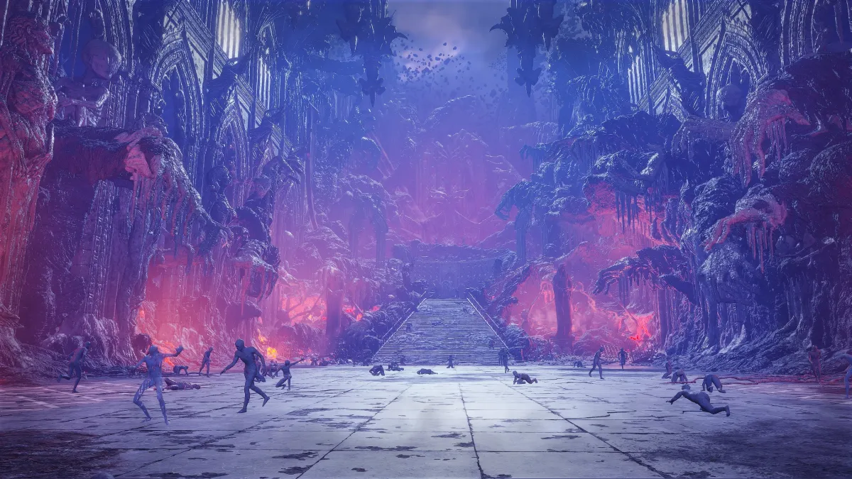 An image of the arena where you fight the Sundered Monarch boss in Lords of the Fallen (LotF) as part of a guide on how to beat him.