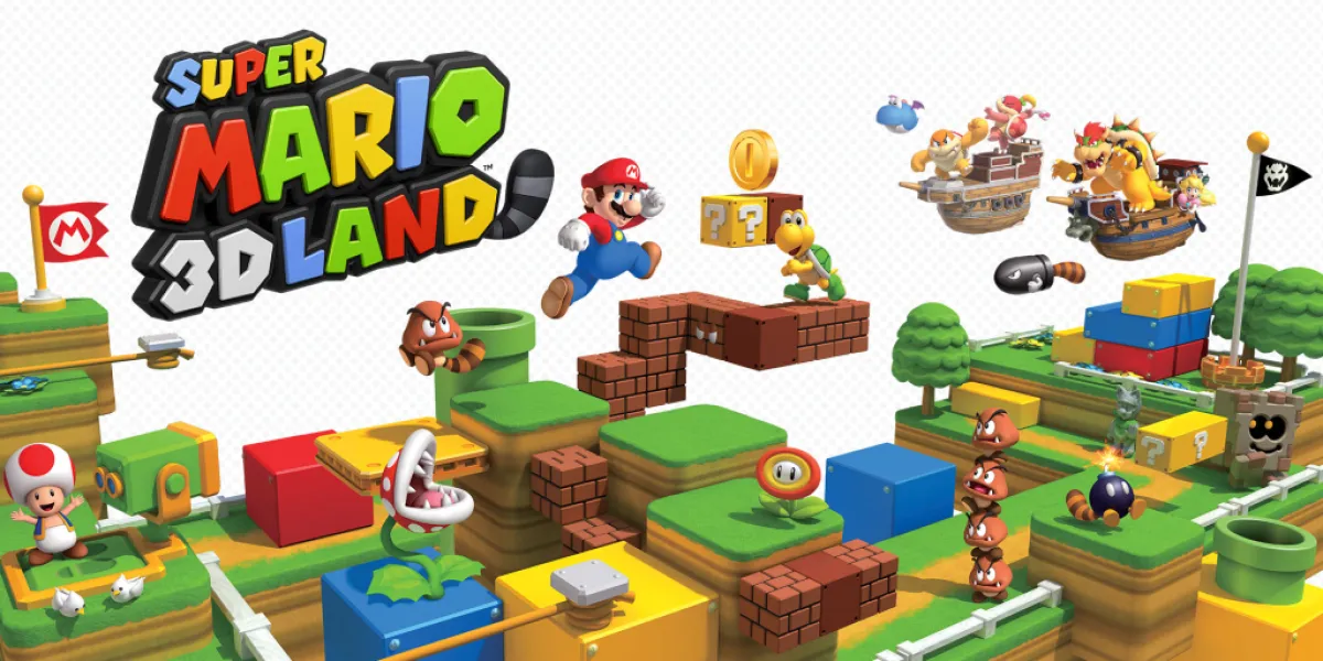 Super Mario 3d land header for a ranked list ranking 3D Mario games from worst to best.