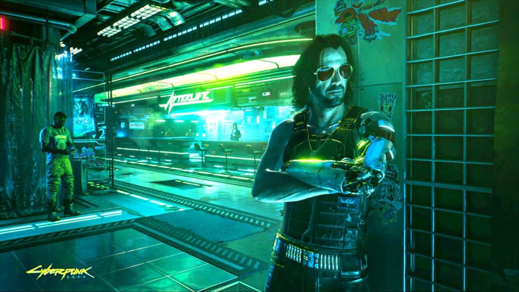 Johnny Silverhand en Cyberpunk 2077. Esta imagen es parte de un artículo sobre cómo alcanzar el 100% de relación con Johnny en Cyberpunk 2077.