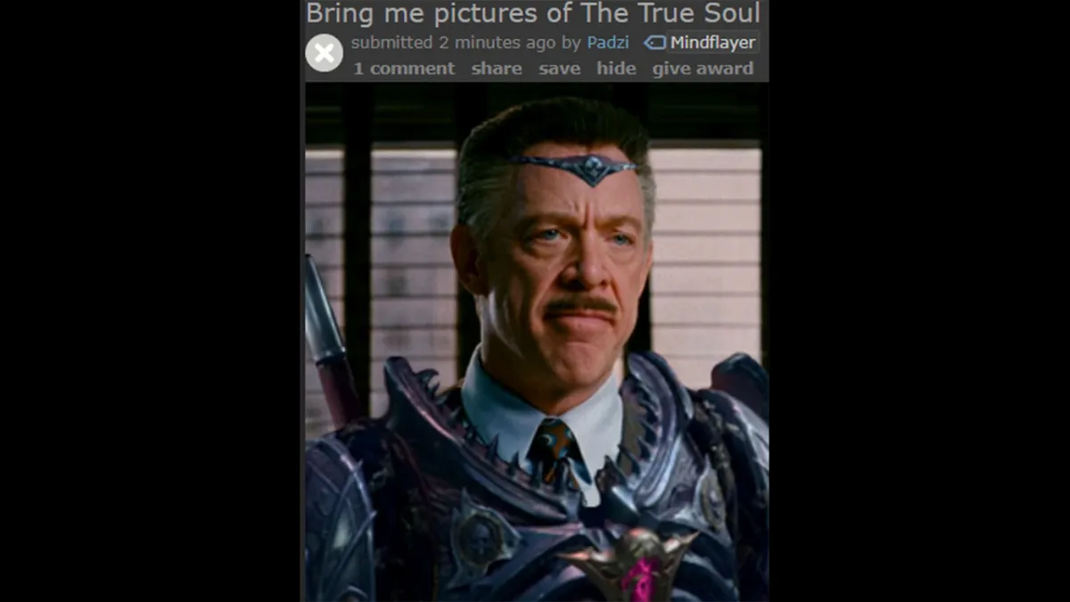 Memes de Baldurs Gate 3: una imagen manipulada que muestra a J. Jonah Jameson de Spider-Man en el juego.