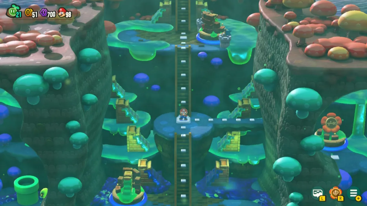 An image showing the map for the Fungi Mines in Super Mario Bros. Wonder as part of a ranked list of all the worlds, from worst to best.