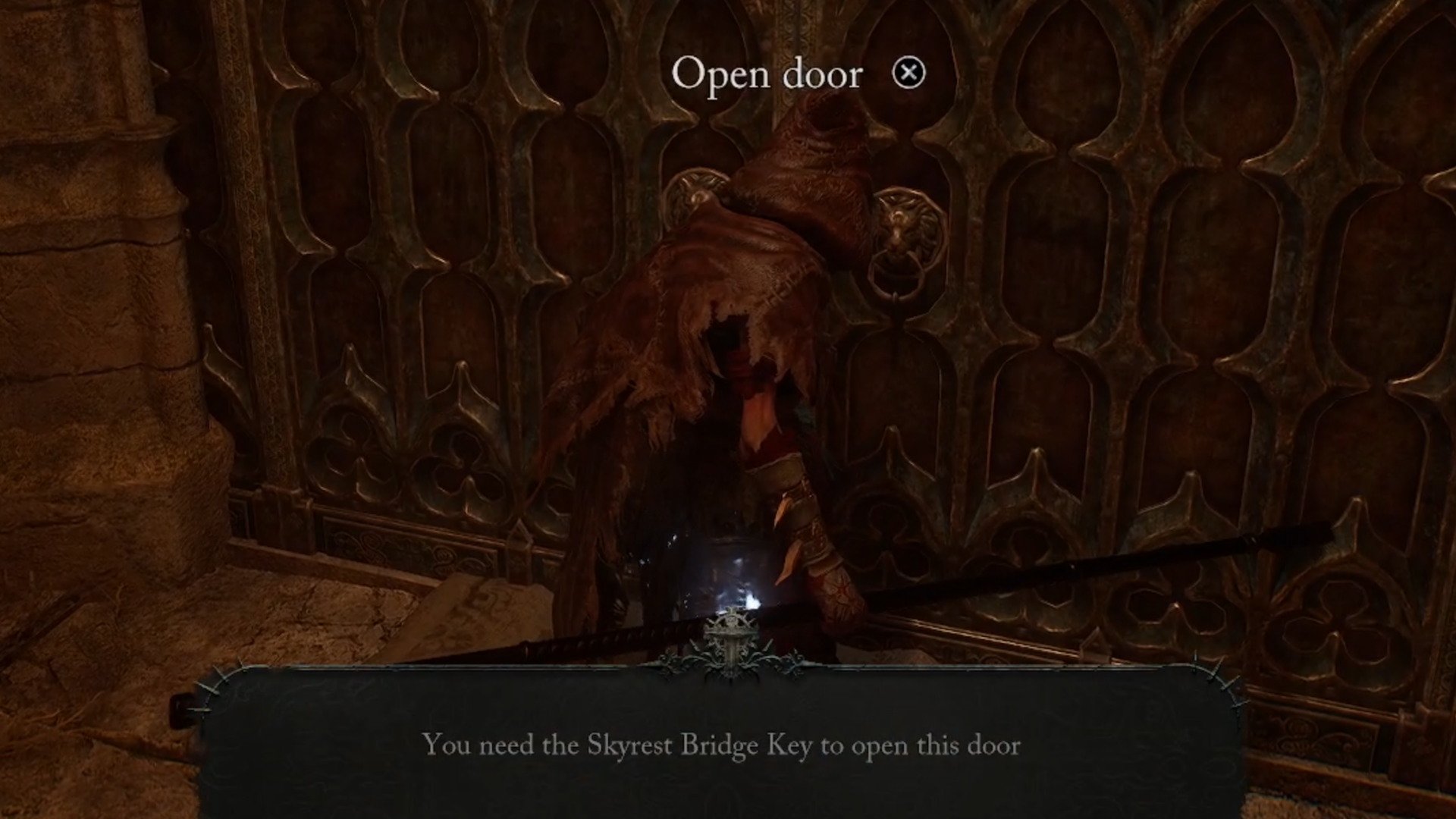 trying to open a locked door in skyrest bridge