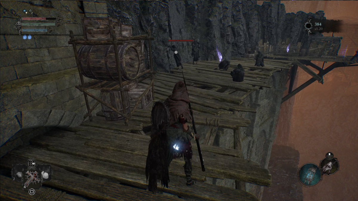An image from Lords of the Fallen (LotF) showing how to find and use the Skyrest Bridge Key.