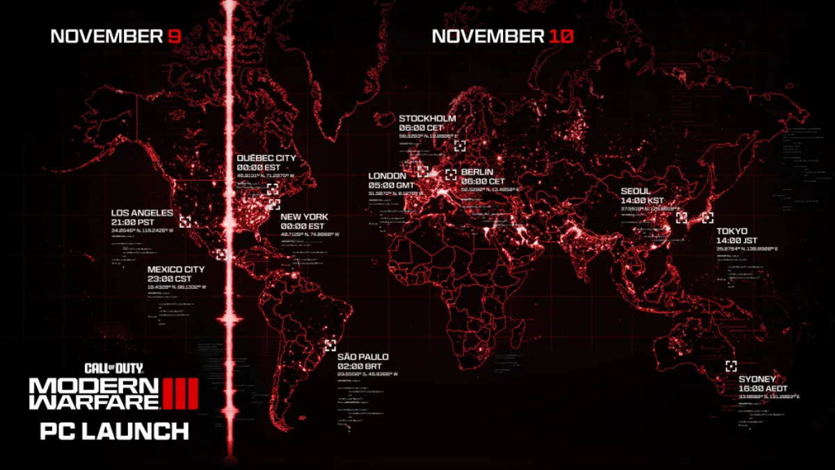 A map of the world as part of the article How to Get Early Access to Call of Duty: Modern Warfare 3 (CoD: MW3).