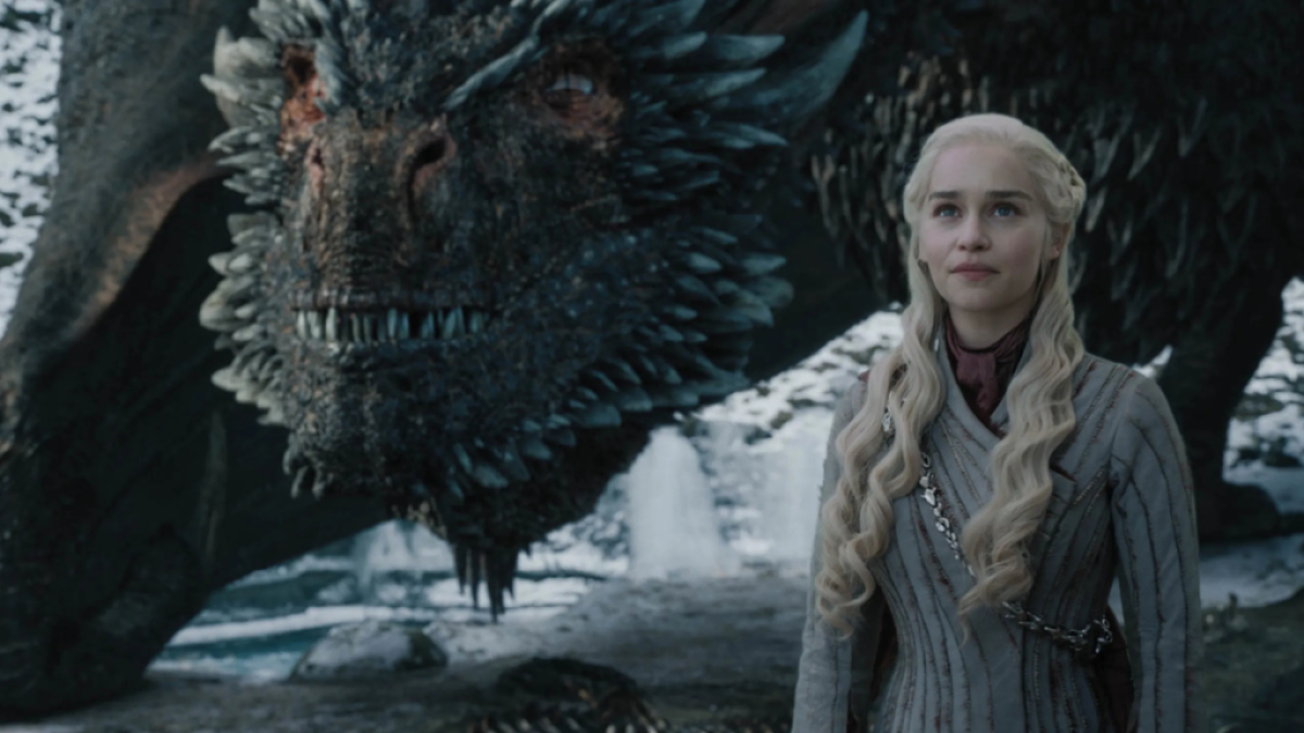 Daenerys Targaryen and one of her dragons in Game of Thrones.