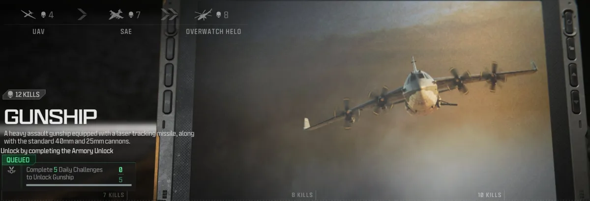 An image showing the Gunship killstreak in Call of Duty: Modern Warfare 3 (CoD: MW3) as part of a ranked list of all of them from worst to best.