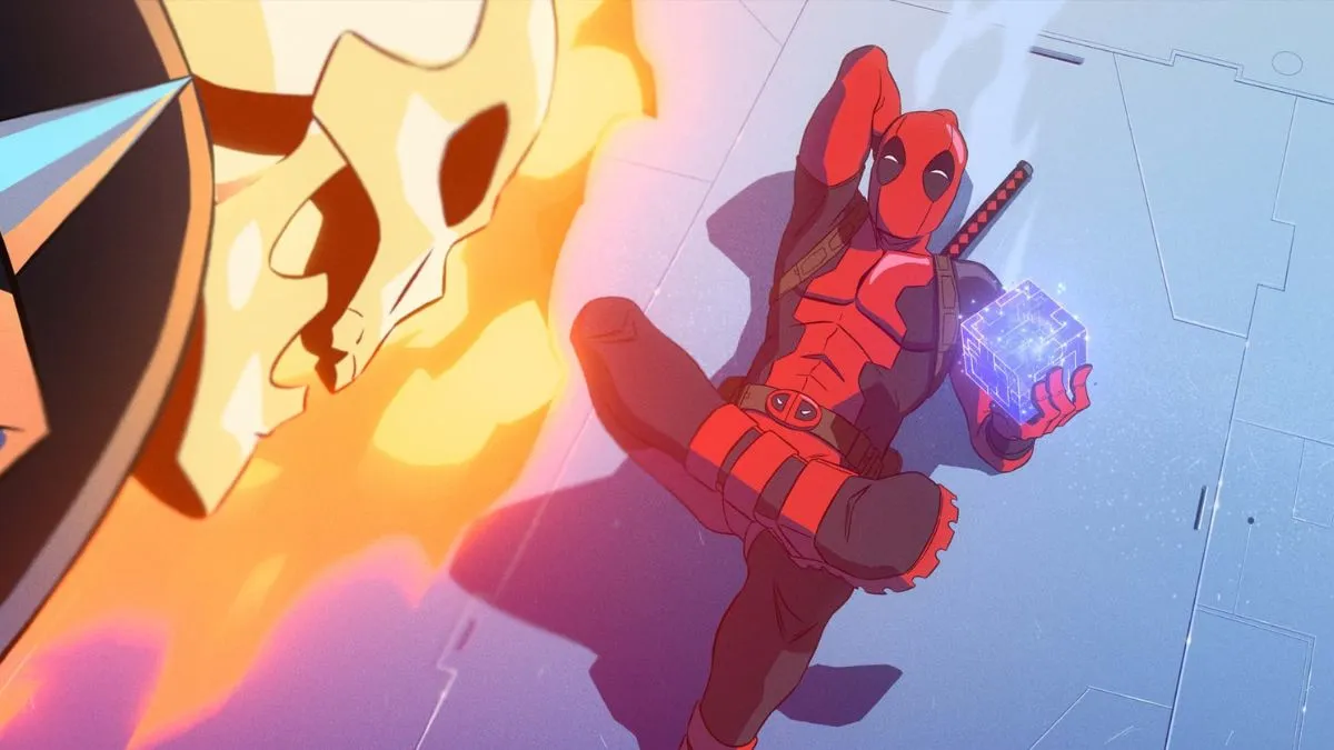 Ghost Rider glaring at a relaxed Deadpool