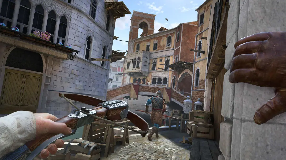 Assassin's Creed Nexus es una increíble primera aparición en realidad virtual.  Esta imagen muestra una presentación de pantalla del juego. 