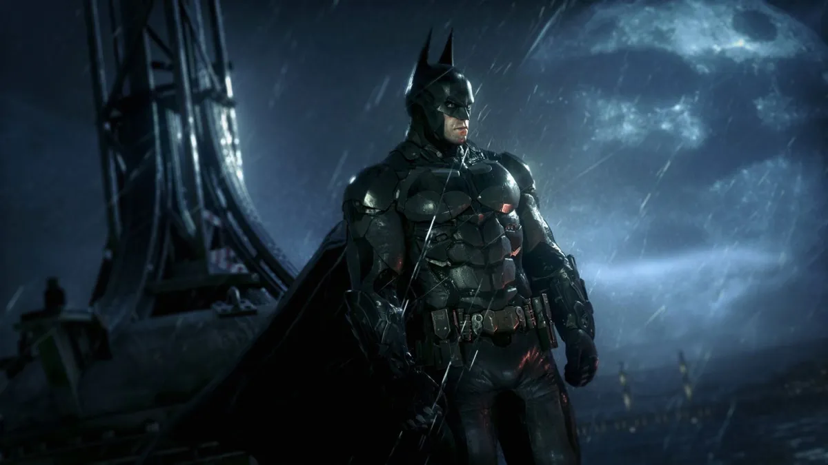 An image of Batman standing in the rain as part of an article on the best games like Marvel's Spider-Man 2.